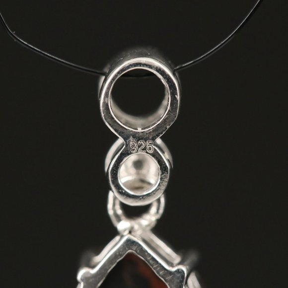 Sterling Mahogany Obsidian and White Topaz Teardrop Pendant - Picture 4 of 4